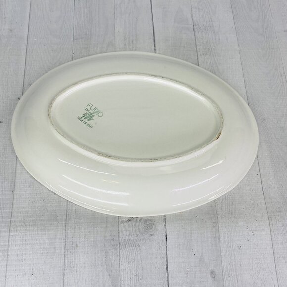 Furio JEWFLORA Italy Blue Pink Flowers Rim Large 16" Deep Dish Serving Platter - Picture 3 of 13